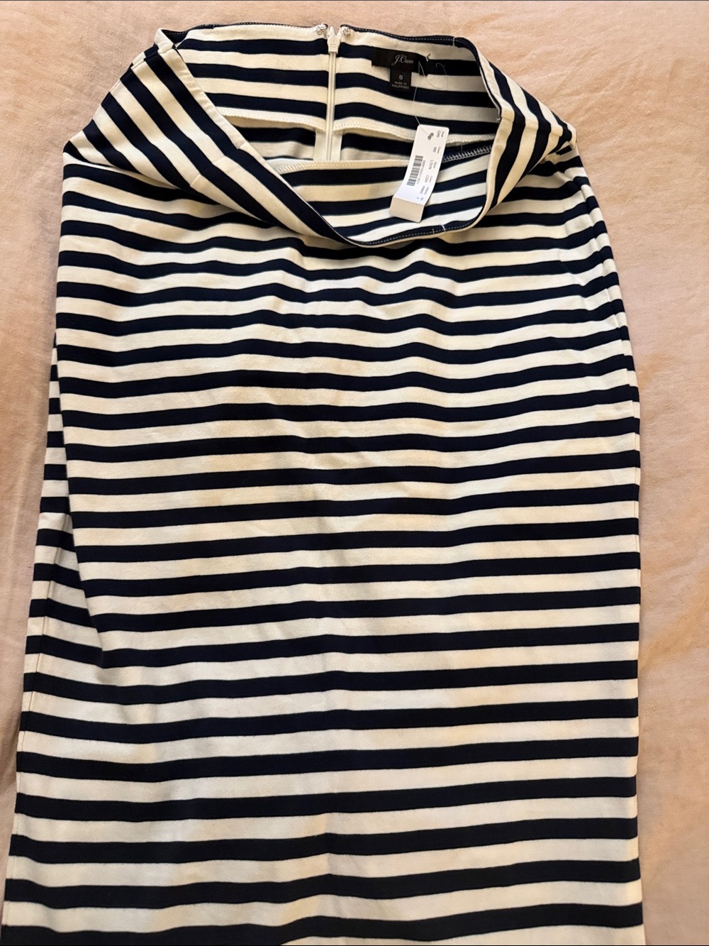 J. Crew NWT Navy and White Striped Knit  Pencil Skirt size 8
